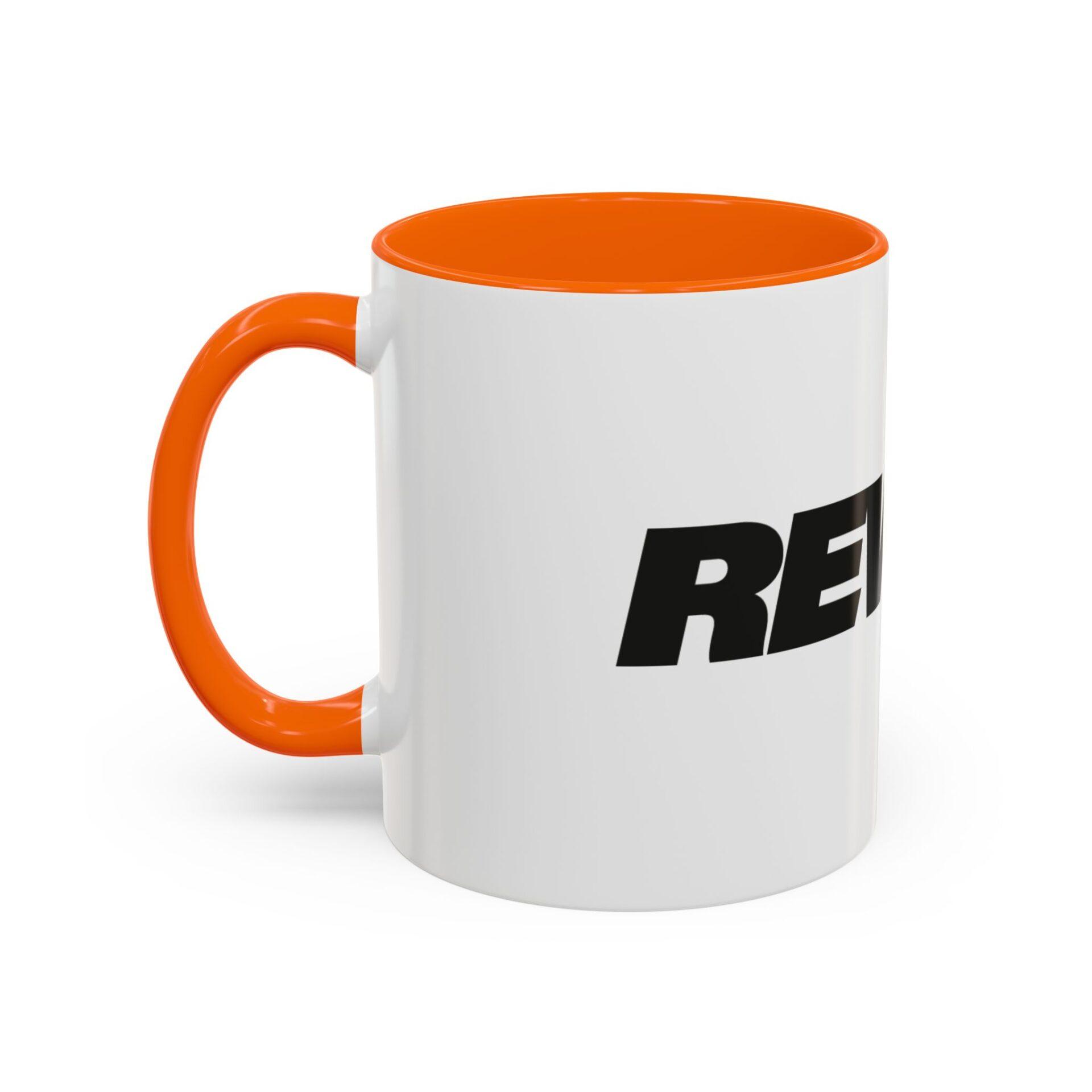 Bold 'REWORK' Accent Coffee Mug — Black-Trim Ceramic Mug (11/15oz) – Bild 18