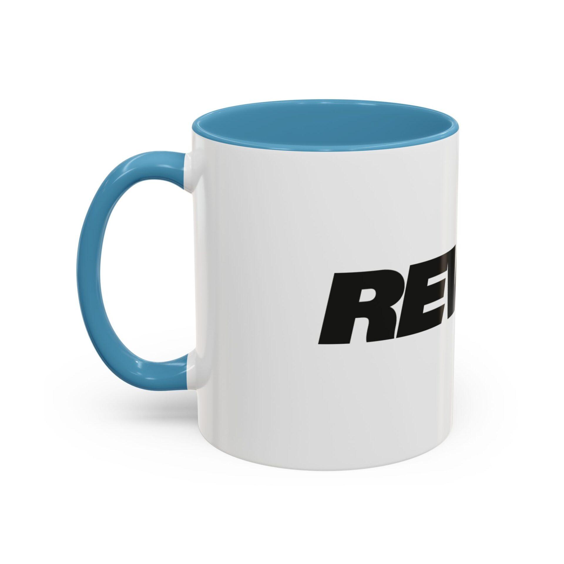 Bold 'REWORK' Accent Coffee Mug — Black-Trim Ceramic Mug (11/15oz) – Bild 15