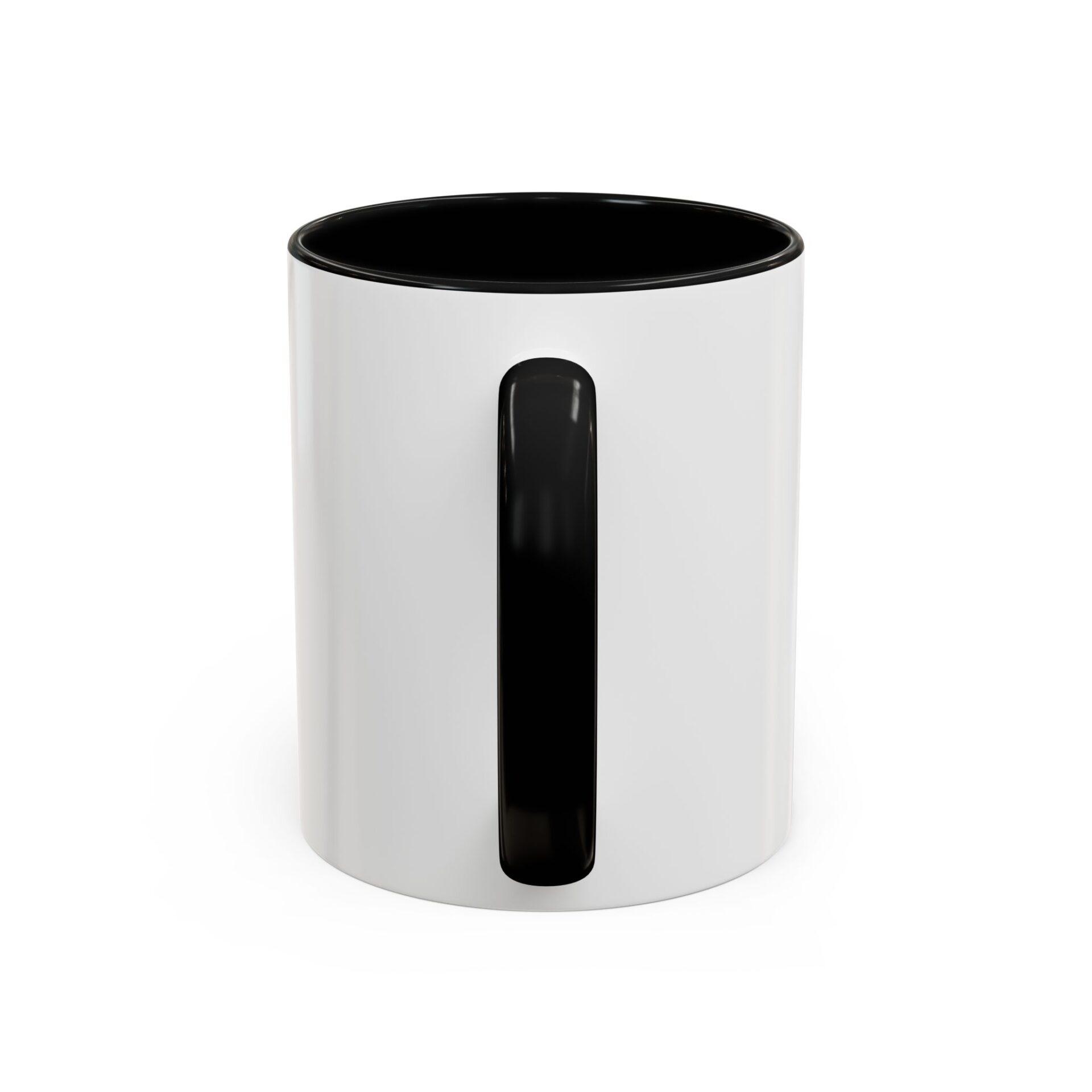 Bold 'REWORK' Accent Coffee Mug — Black-Trim Ceramic Mug (11/15oz) – Bild 4