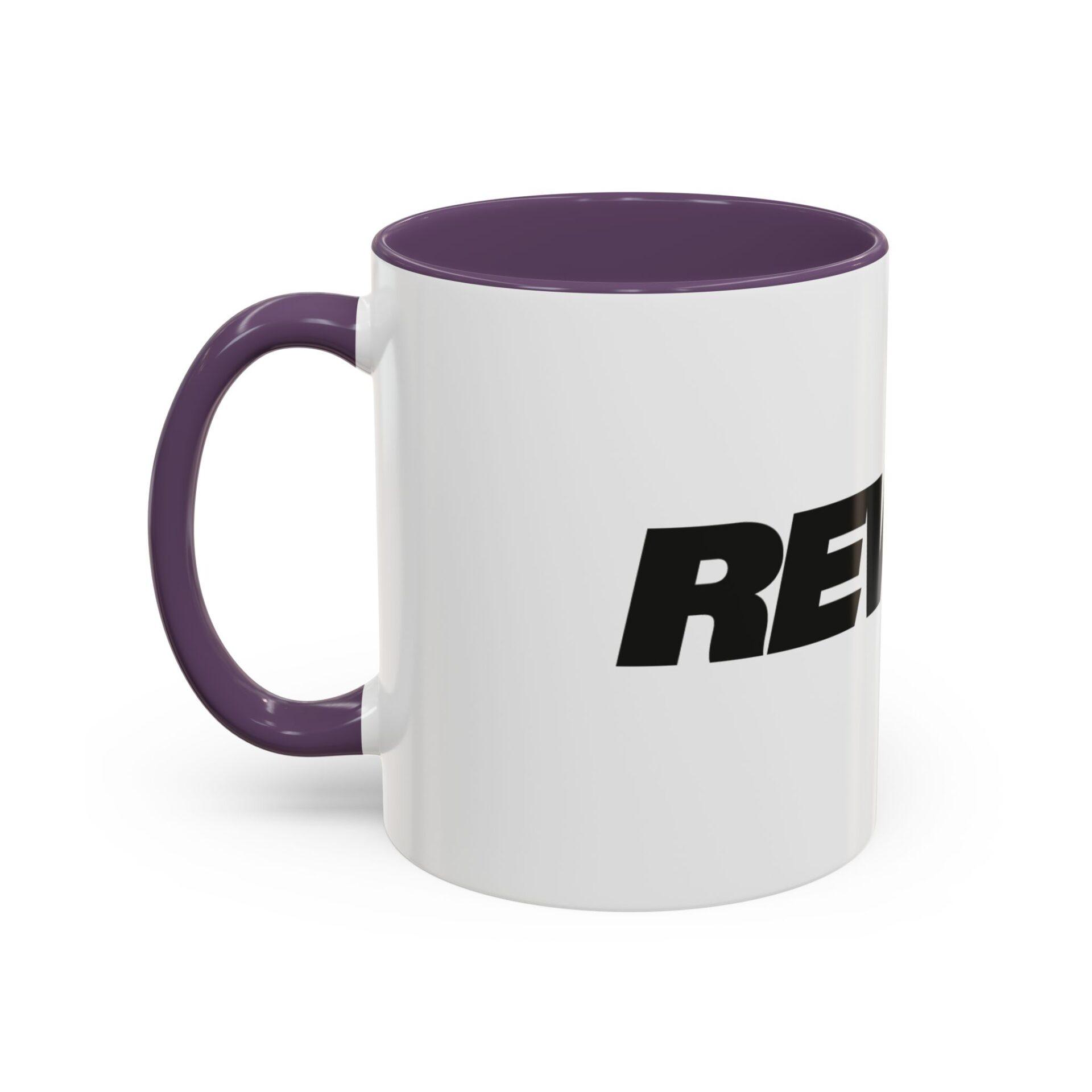 Bold 'REWORK' Accent Coffee Mug — Black-Trim Ceramic Mug (11/15oz) – Bild 21