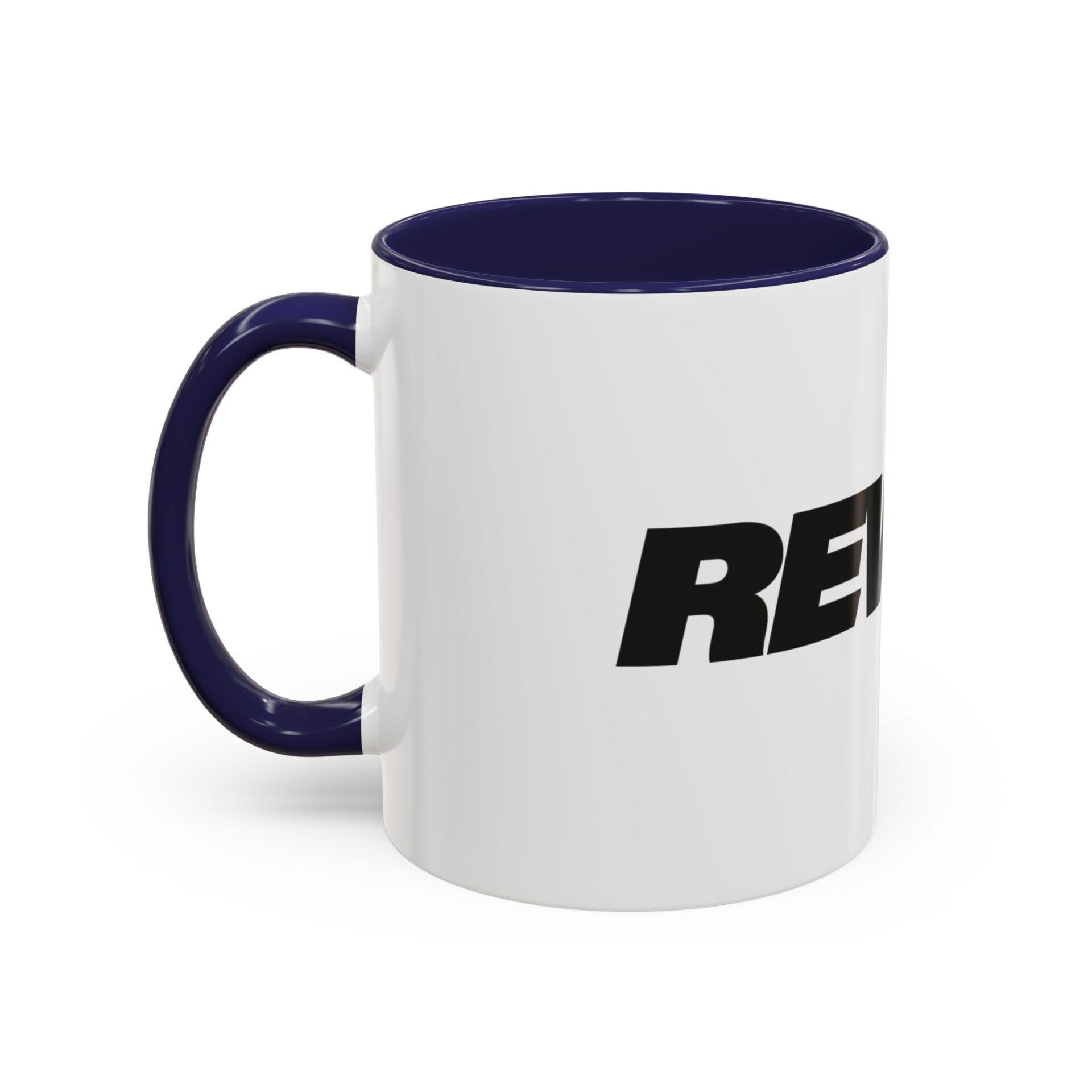 Bold 'REWORK' Accent Coffee Mug — Black-Trim Ceramic Mug (11/15oz) – Bild 6